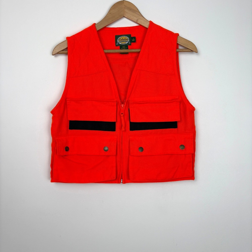 Cabelas Womens Outdoor Hunting Gorpcore Gear Vest Size Small Orange Cargo Pocket - Picture 1 of 10